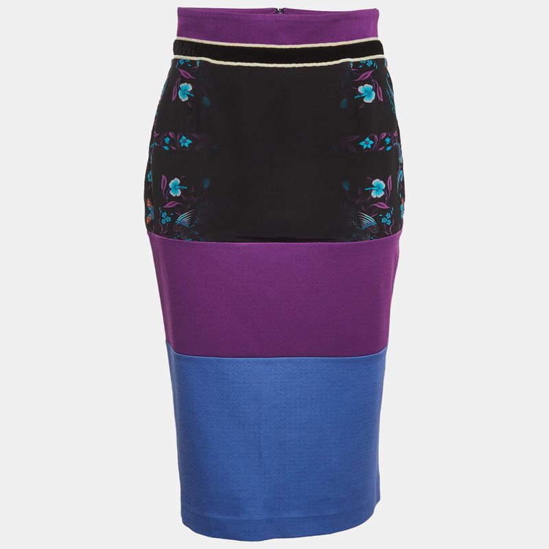 Class By Roberto Cavalli Multicolour Floral Print Jersey And Crepe Knee Length
